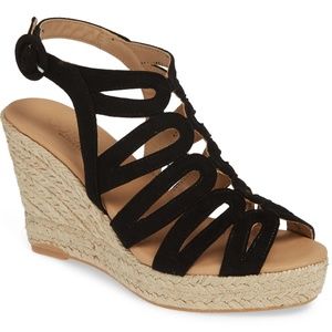 CORDANI Ezra Espadrille Black Suede Wedge Platform Sandal Designer Heeled Pumps